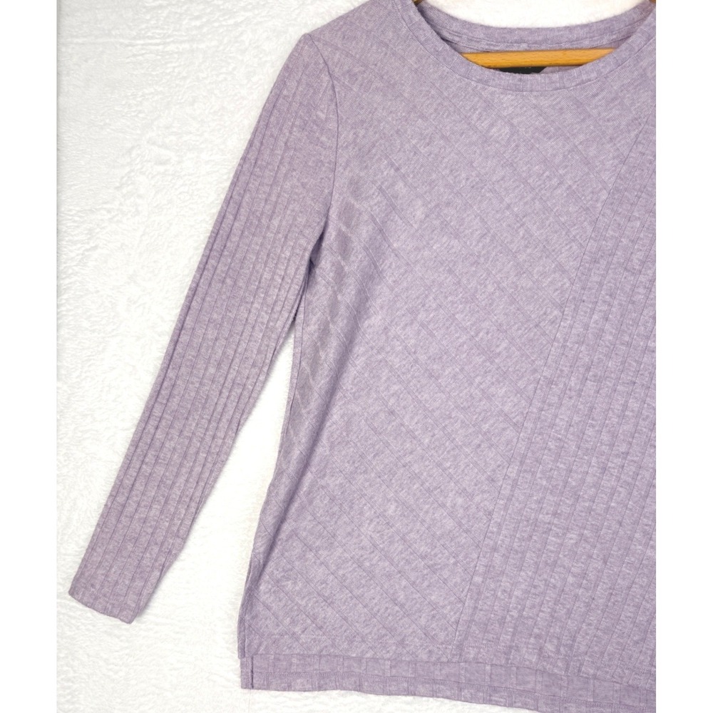 Simply‎ Vera Vera Wang Light Purple Ribbed Long Sleeve Knit Top Medium - Picture 4 of 10